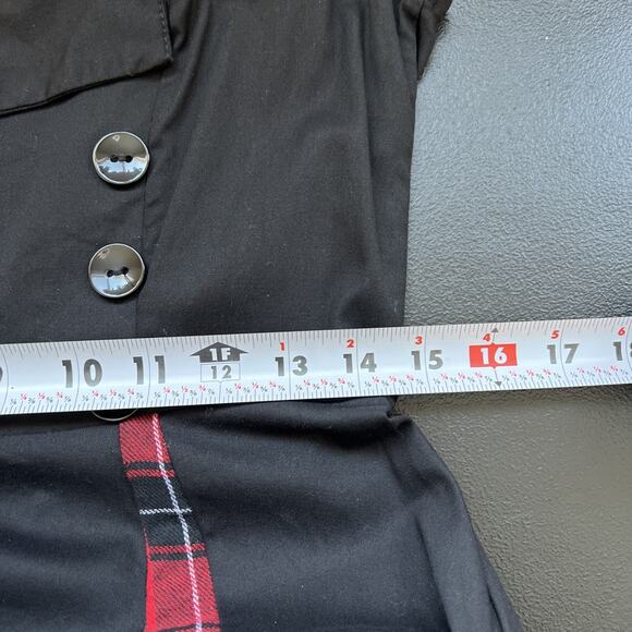 KillReal Fit Flare Dress Large Black Red Tartan Retro Pinup Punk Goth 50's Plaid - Picture 7 of 9